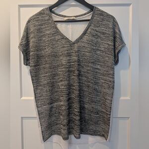 Gray V-Neck Women's Top